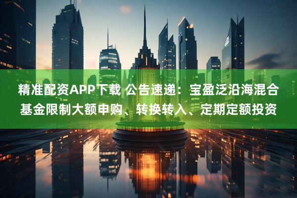 精准配资APP下载 公告速递：宝盈泛沿海混合基金限制大额申购、转换转入、定期定额投资