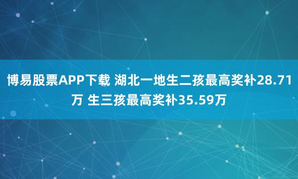 博易股票APP下载 湖北一地生二孩最高奖补28.71万 生三孩最高奖补35.59万